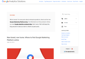 Página para criar conta de demonstração no Google Analytics