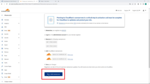 botão Done Check Nameservers