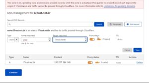 Configuração de apontamento para www