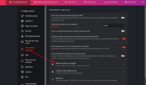 Limpar dados de navegação