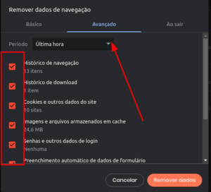 Remover dados de navegação