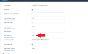 Função Post Max Size