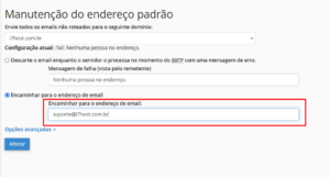 Preencher email no cPanel