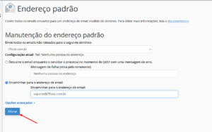 Alterar configuração de manutenção de email padrão do cPanel