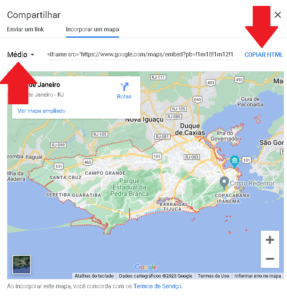 Incorporação HTML de mapa