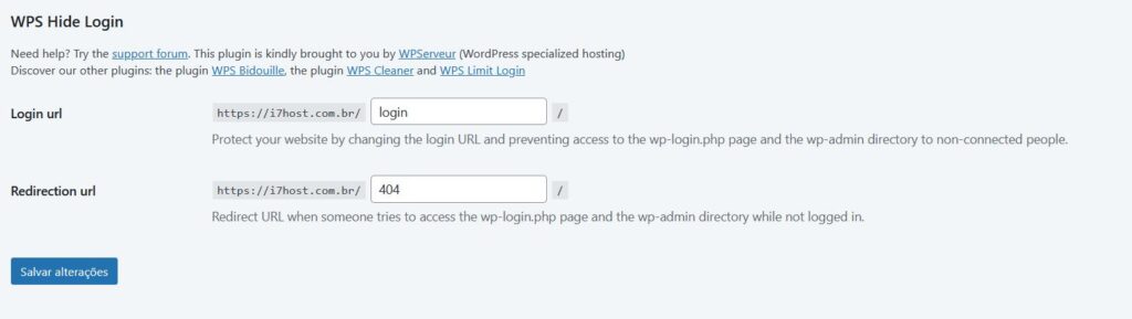 Mudando a configuração de login do wordpress