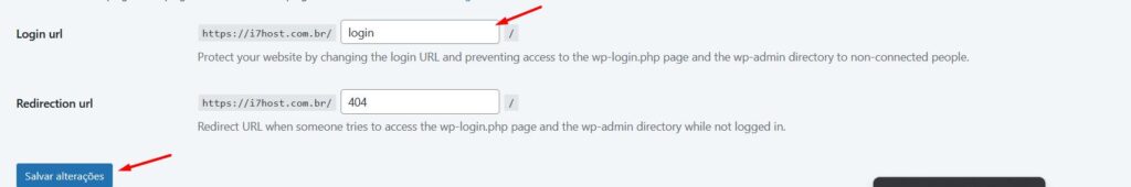 Login de acesso do wordpress