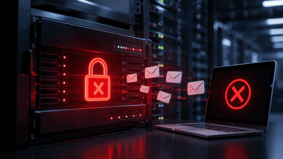 Servidor de e-mail corporativo sendo bloqueado por blacklist devido à baixa reputação.