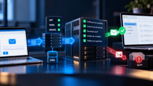 Fluxo mostrando como um e-mail corporativo é validado pelos provedores.