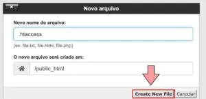 Criar arquivo .htaccess