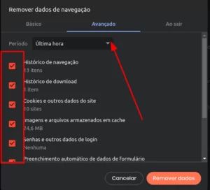 Remover dados de navegação