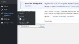 Importação de backup